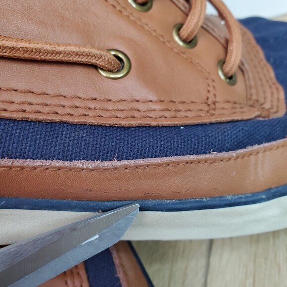 Polo Ralph Lauren Parkstone Low Canvas Leather Mens Size 12 D Duck Boat READ - Picture 12 of 12